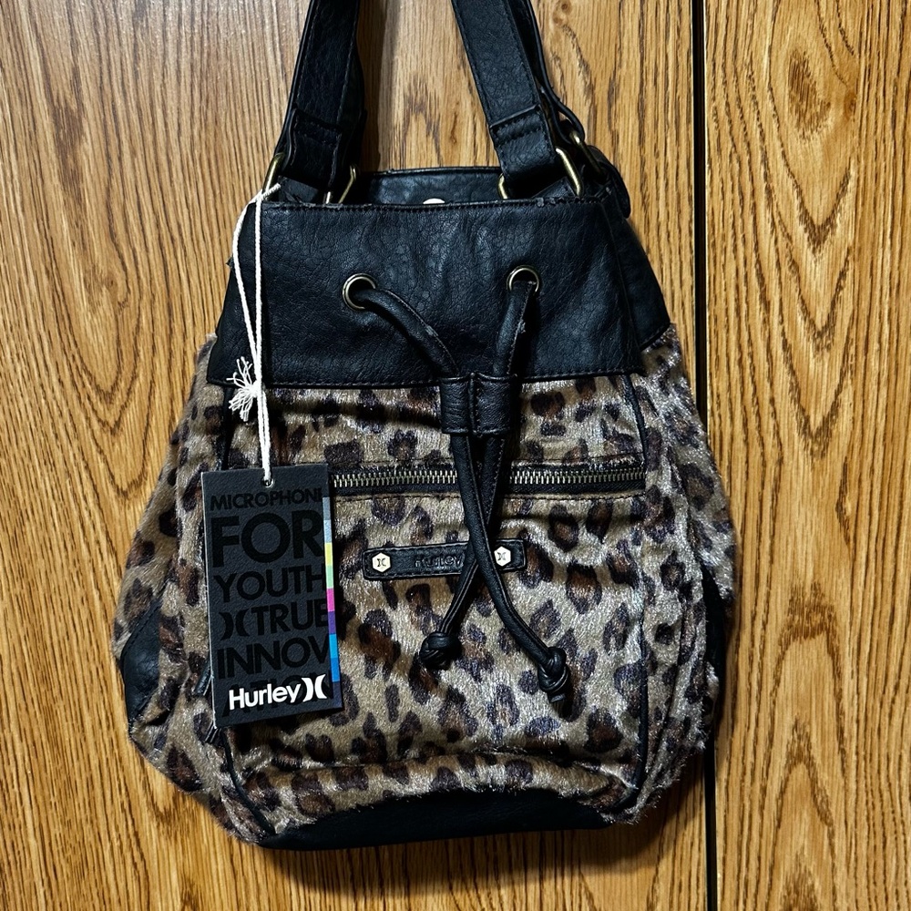 Hurley Leopard Print Women's Bag - Black and Brown
